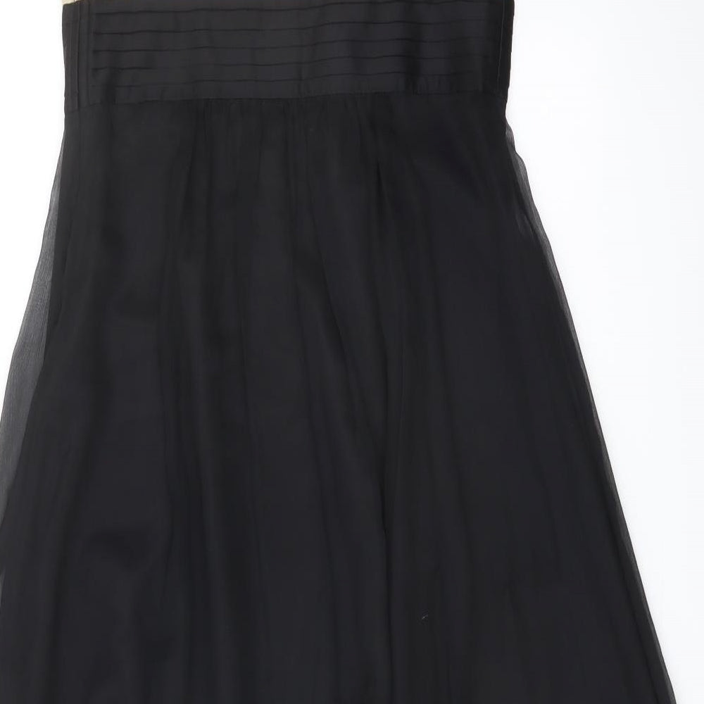 NEXT Womens Black Polyester A-Line Size 8 V-Neck Zip