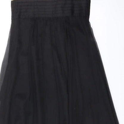 NEXT Womens Black Polyester A-Line Size 8 V-Neck Zip