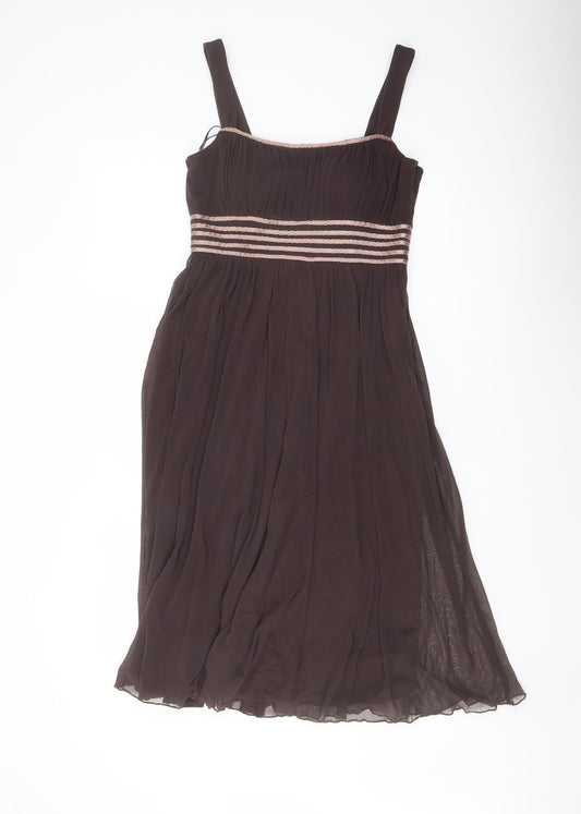 Principles Womens Brown Polyester Trapeze & Swing Size 8 Square Neck Zip