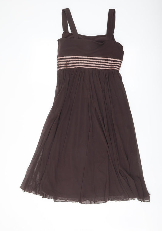 Principles Womens Brown Polyester Trapeze & Swing Size 8 Square Neck Zip