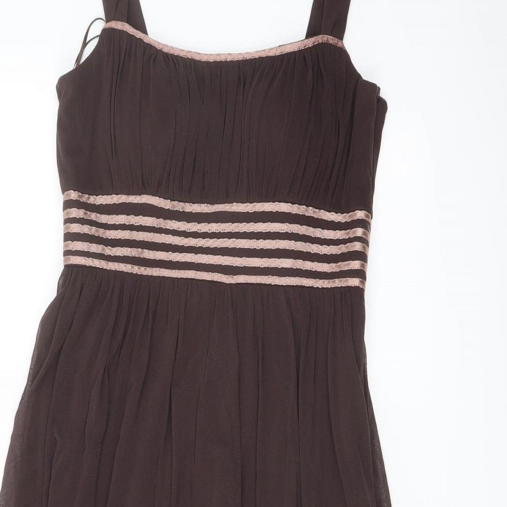 Principles Womens Brown Polyester Trapeze & Swing Size 8 Square Neck Zip