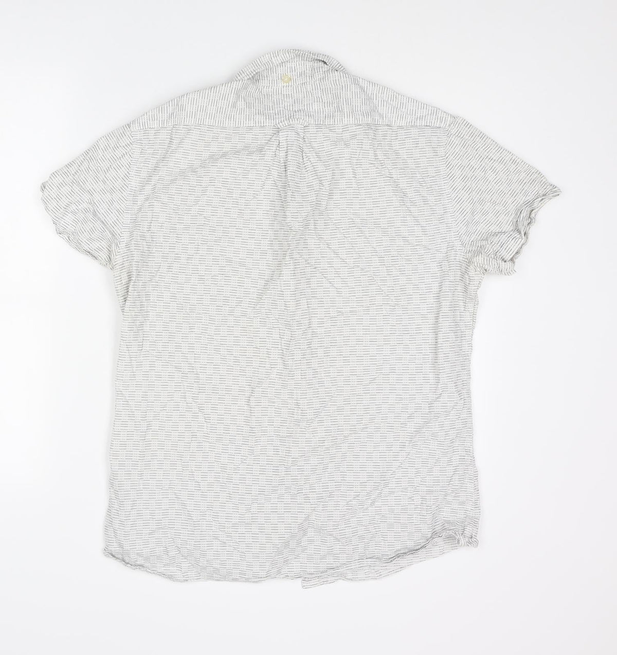 NEXT Mens White Striped Cotton Button-Up Size L Collared Button