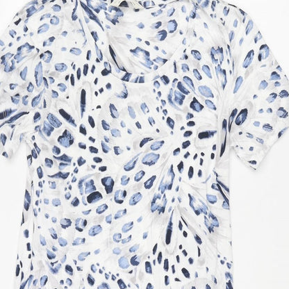 Marks and Spencer Womens Blue Geometric Cotton Top Dress Size XS