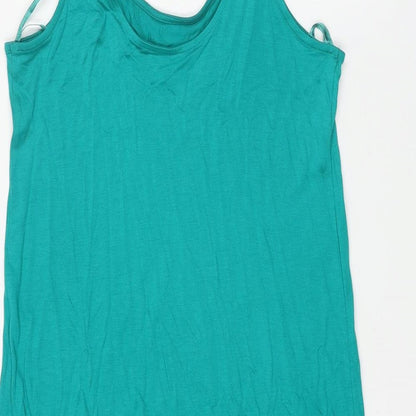 Marks and Spencer Womens Green Viscose Tank Dress Size 8 Scoop Neck Pullover