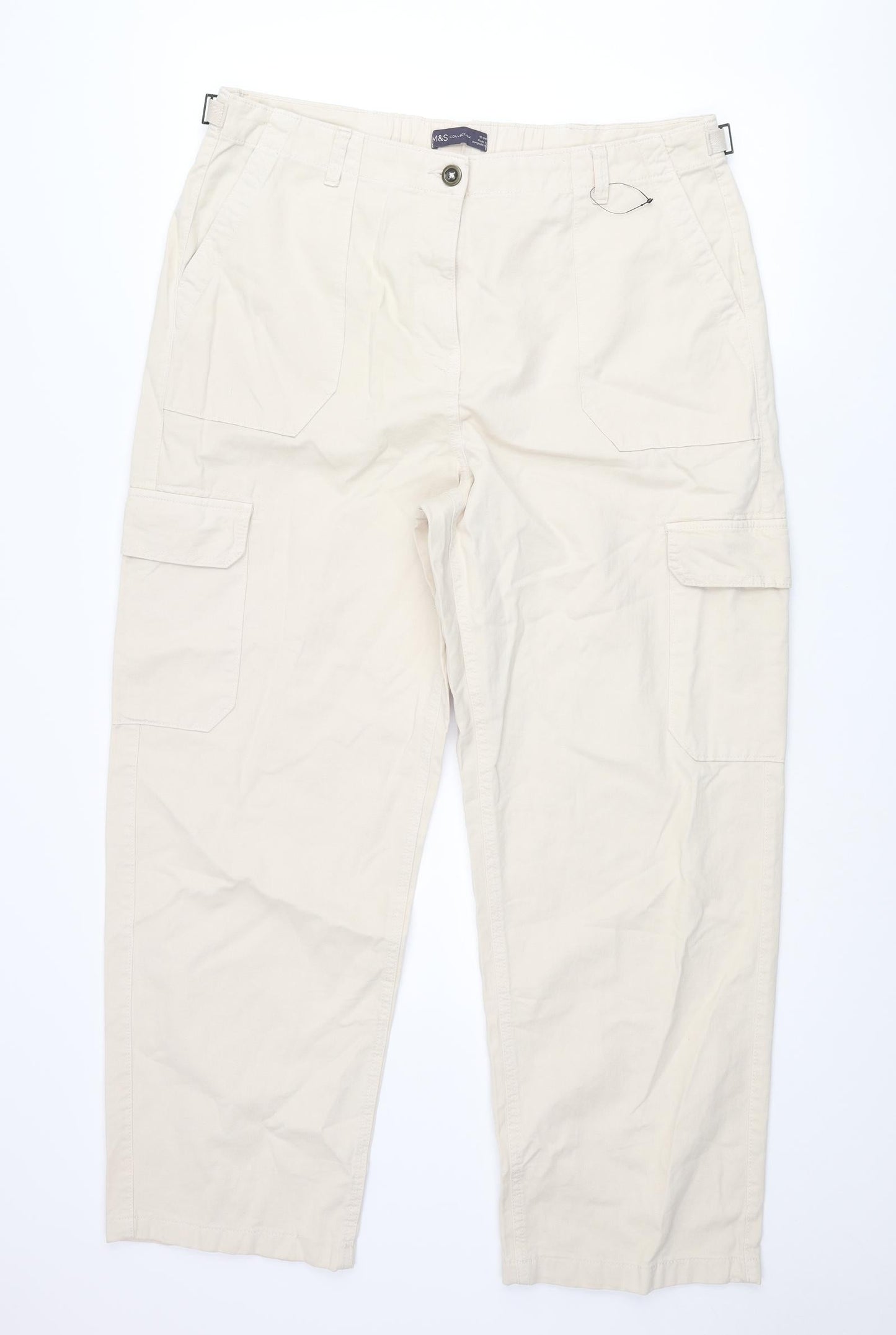 Womens UK Size 18 Marks and Spencer Regular Fit Cargo Beige Trousers