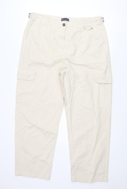 Womens UK Size 18 Marks and Spencer Regular Fit Cargo Beige Trousers