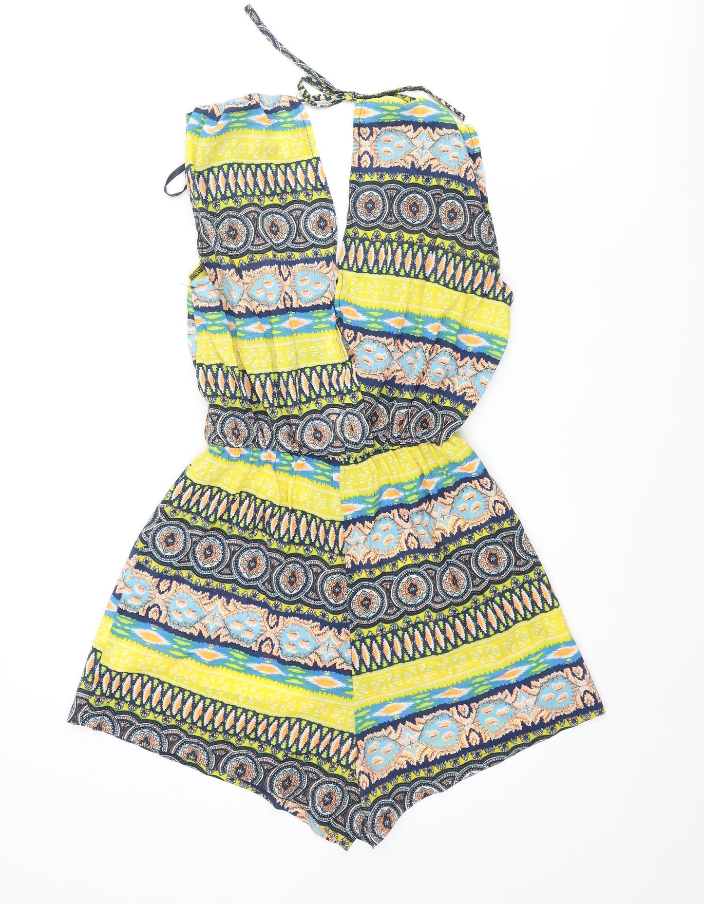 AX Paris Womens Multicoloured Geometric Polyester Playsuit One-Piece Size 8 Tie