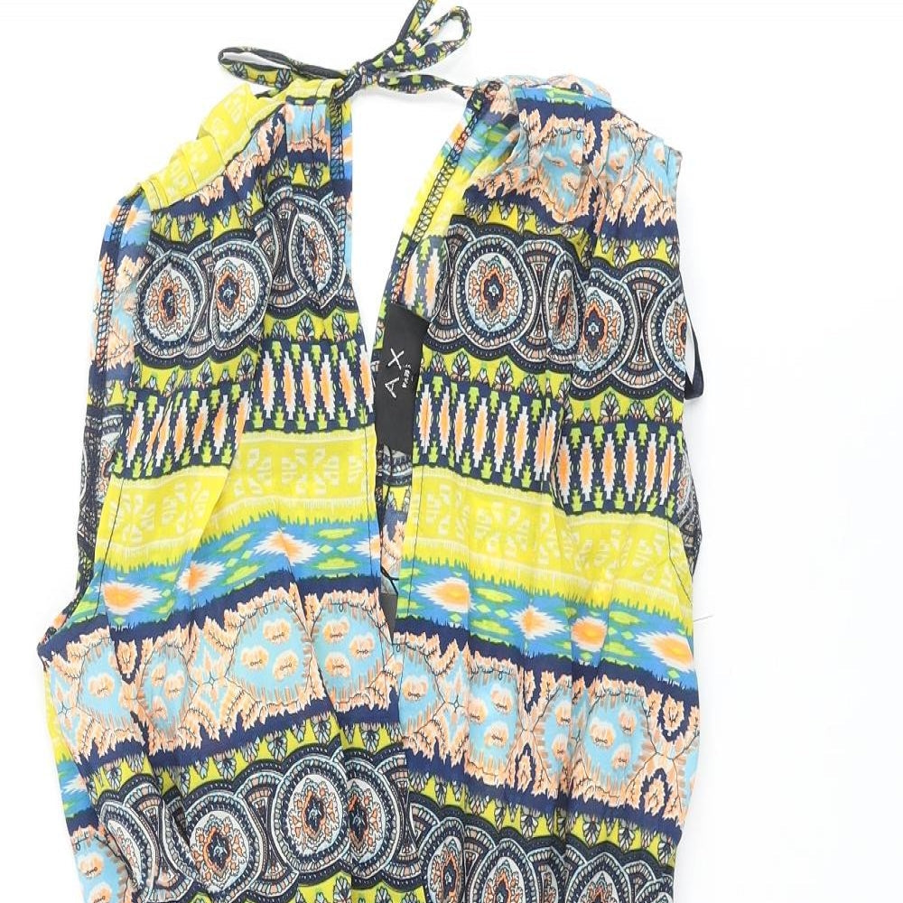 AX Paris Womens Multicoloured Geometric Polyester Playsuit One-Piece Size 8 Tie