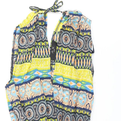 AX Paris Womens Multicoloured Geometric Polyester Playsuit One-Piece Size 8 Tie