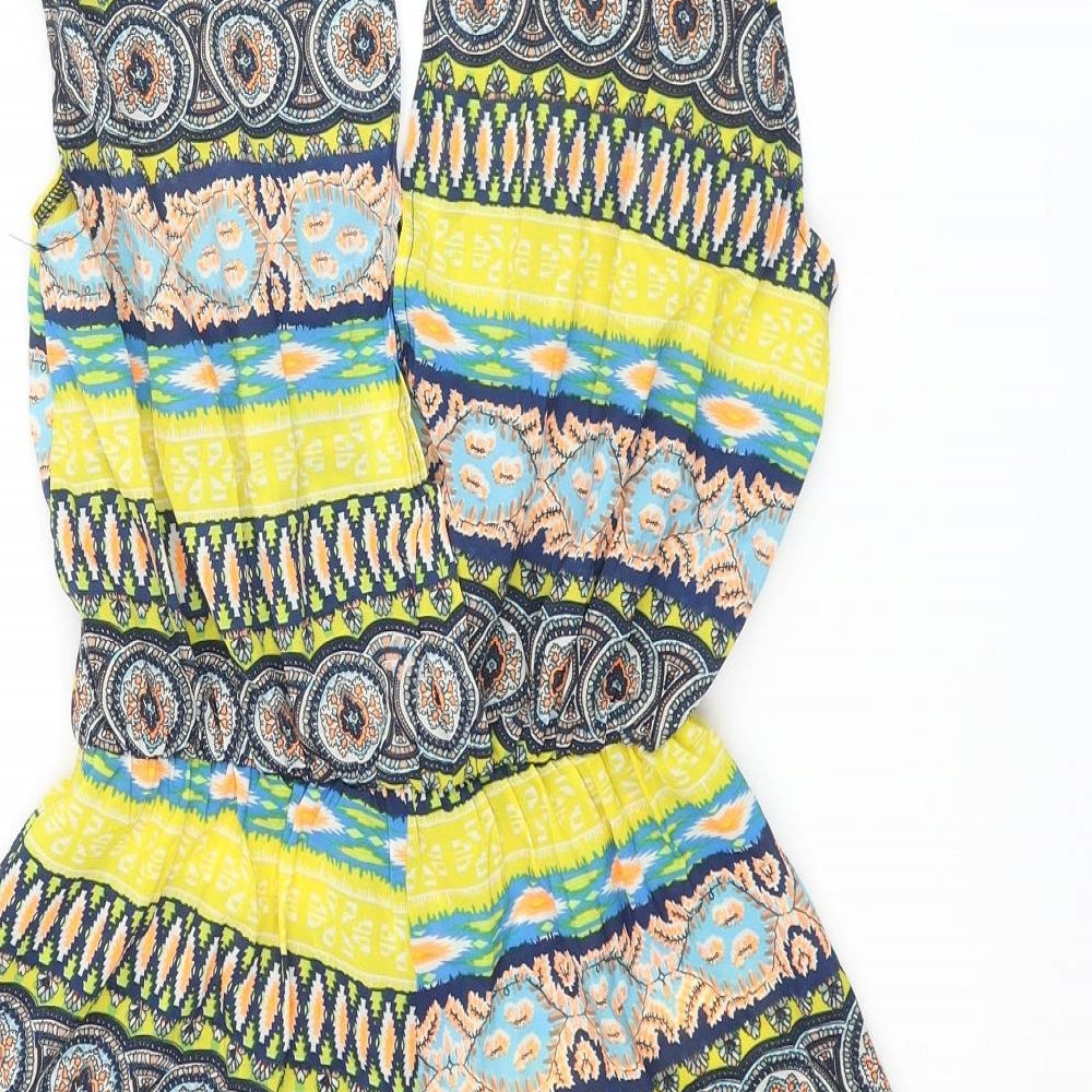 AX Paris Womens Multicoloured Geometric Polyester Playsuit One-Piece Size 8 Tie