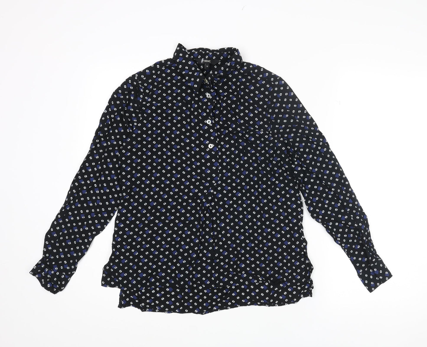 Womens UK Size 10 NEXT Black Basic Button-Up