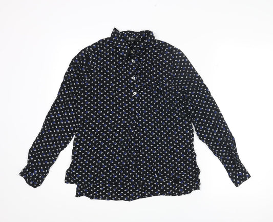 Womens UK Size 10 NEXT Black Basic Button-Up