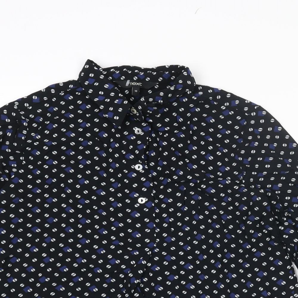 Womens UK Size 10 NEXT Black Basic Button-Up