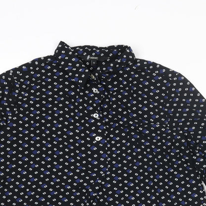 Womens UK Size 10 NEXT Black Basic Button-Up