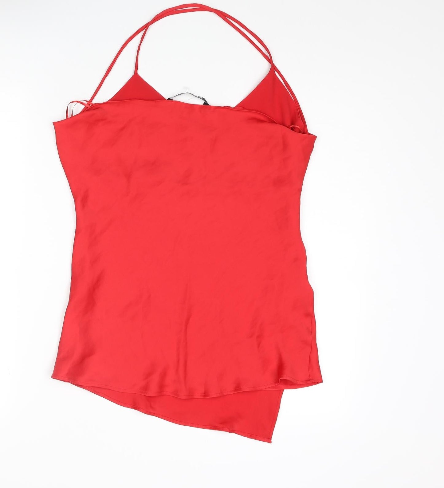 Zara Womens Red Polyester Slip Dress Size M Halter Pullover