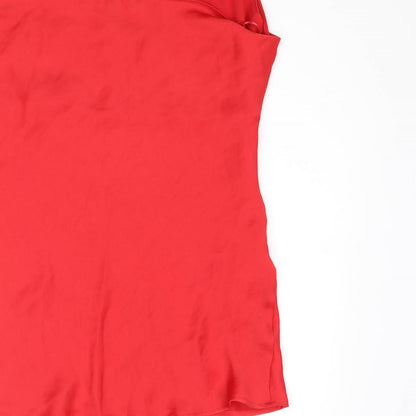 Zara Womens Red Polyester Slip Dress Size M Halter Pullover