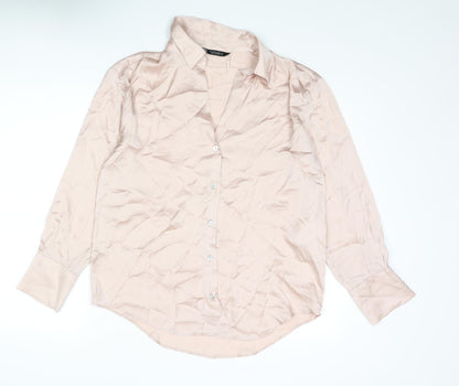 Womens UK Size M Zara Pink Basic Button-Up