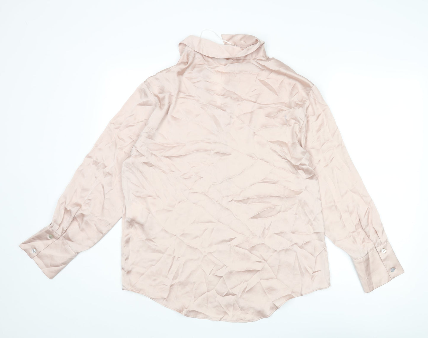 Womens UK Size M Zara Pink Basic Button-Up