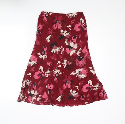 Minuet Womens Red Floral Polyester Trumpet Skirt Size 26 in