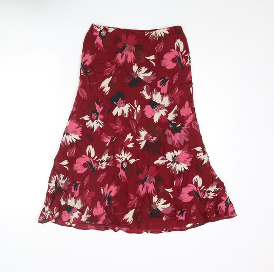 Minuet Womens Red Floral Polyester Trumpet Skirt Size 26 in