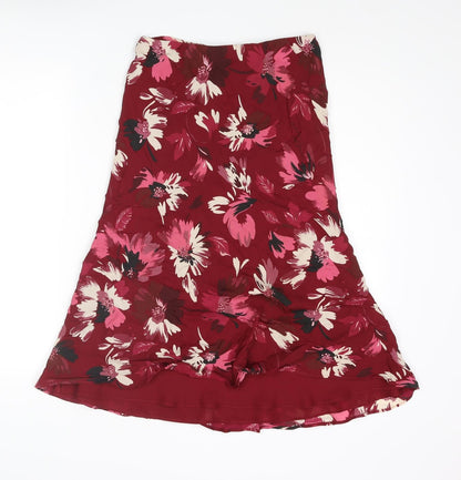 Minuet Womens Red Floral Polyester Trumpet Skirt Size 26 in