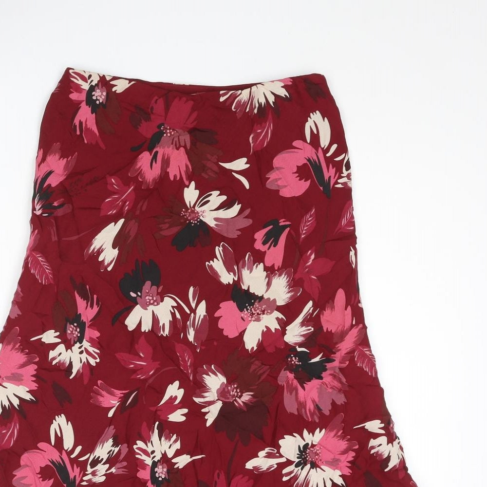 Minuet Womens Red Floral Polyester Trumpet Skirt Size 26 in