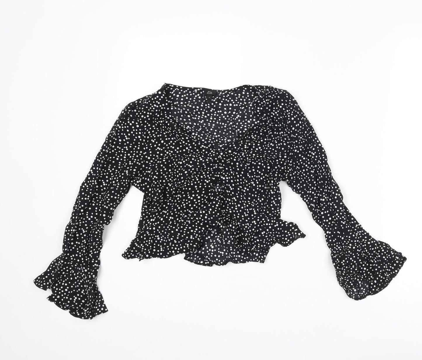 Womens UK Size 8 River Island Black Cropped Blouse