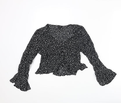 Womens UK Size 8 River Island Black Cropped Blouse