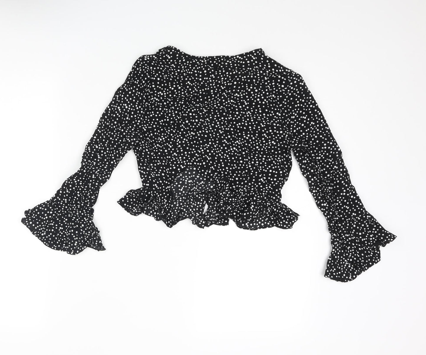 Womens UK Size 8 River Island Black Cropped Blouse