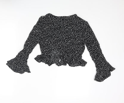 Womens UK Size 8 River Island Black Cropped Blouse