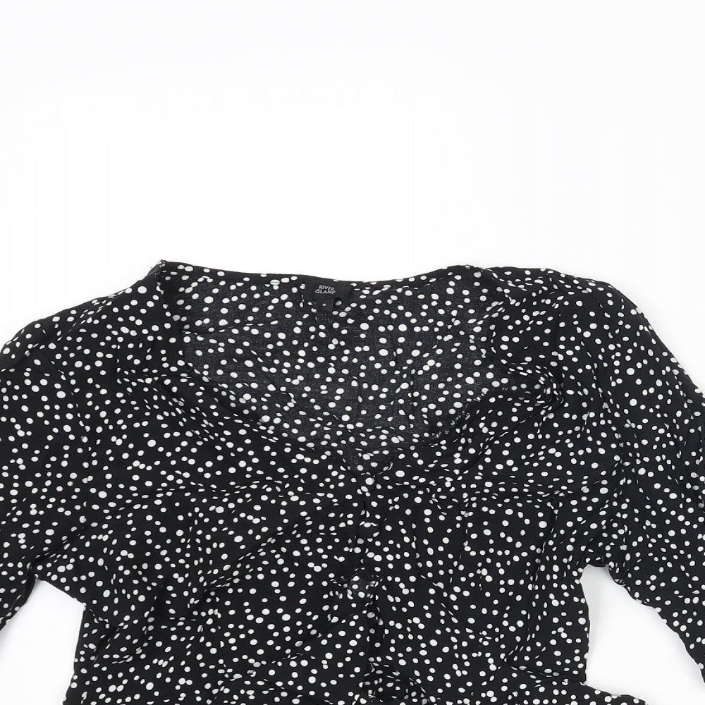 Womens UK Size 8 River Island Black Cropped Blouse