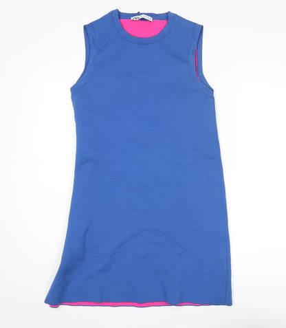 Zara Womens Blue Polyester Shift Size M Crew Neck Pullover