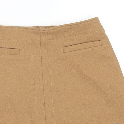 H&M Womens Brown Polyester A-Line Skirt Size 8 Zip