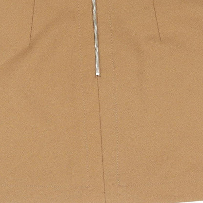 H&M Womens Brown Polyester A-Line Skirt Size 8 Zip