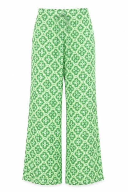 I SAW IT FIRST Womens Green Geometric Polyester Trousers Size 4 L33 in Regular Tie