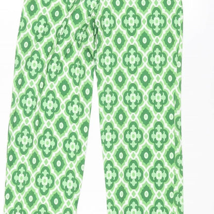 I SAW IT FIRST Womens Green Geometric Polyester Trousers Size 4 L33 in Regular Tie