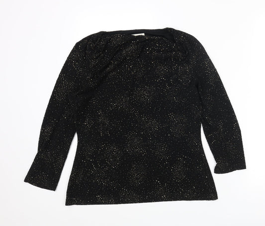 Womens UK Size 12 Damsel in a Dress Black Basic Blouse