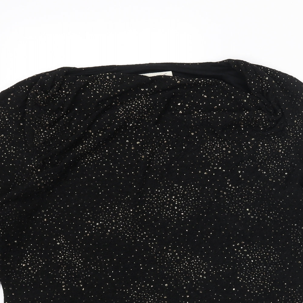 Womens UK Size 12 Damsel in a Dress Black Basic Blouse