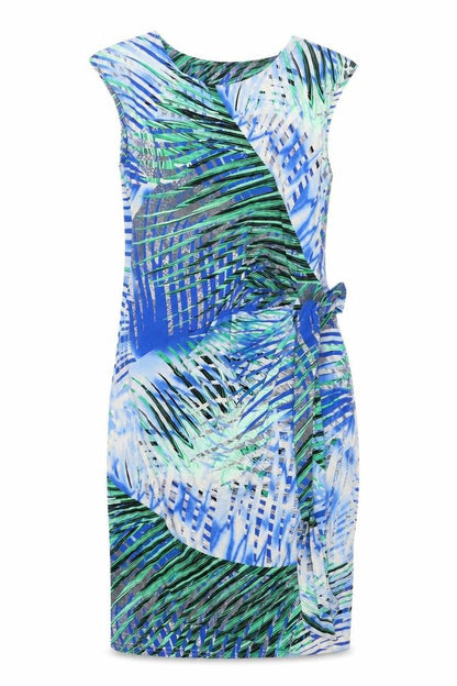 Smashed Lemon Womens Multicoloured Geometric Viscose Shift Size 10 Round Neck Pullover - Tie