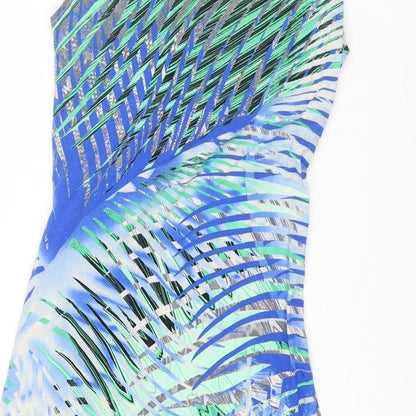 Smashed Lemon Womens Multicoloured Geometric Viscose Shift Size 10 Round Neck Pullover - Tie