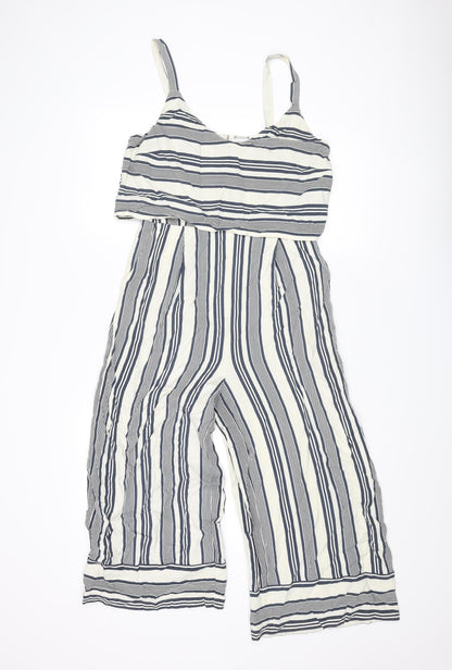 Native Youth Womens Blue Striped Cotton Jumpsuit One-Piece Size S L21 in Zip