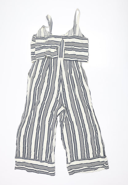 Native Youth Womens Blue Striped Cotton Jumpsuit One-Piece Size S L21 in Zip