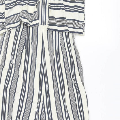 Native Youth Womens Blue Striped Cotton Jumpsuit One-Piece Size S L21 in Zip