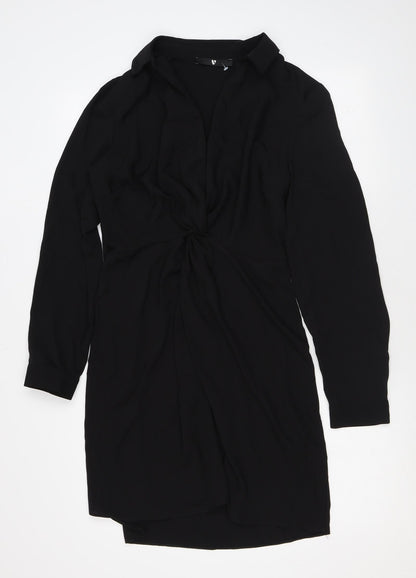 Very Womens Black Polyester Mini Size 12 Collared Zip