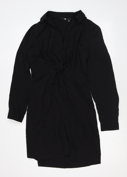 Very Womens Black Polyester Mini Size 12 Collared Zip
