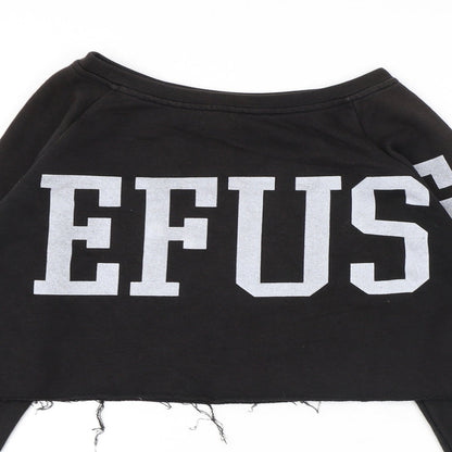 Bershka Womens Black Cotton Pullover Sweatshirt Size S Pullover - Cropped Raw Hem