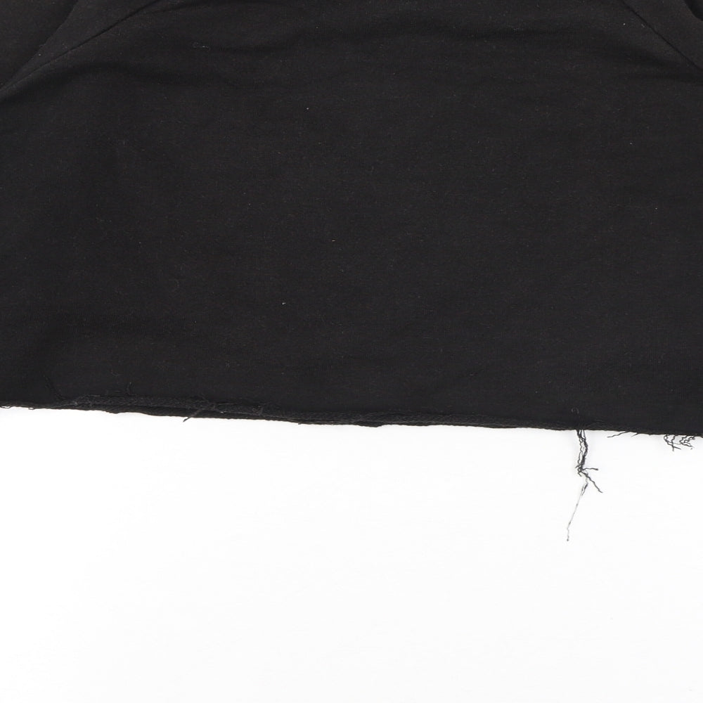 Bershka Womens Black Cotton Pullover Sweatshirt Size S Pullover - Cropped Raw Hem