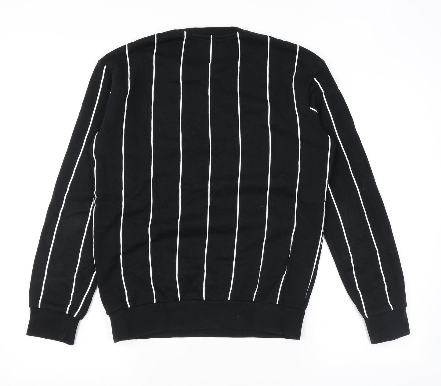 Zara Mens Black Striped Polyester Pullover Sweatshirt Size S