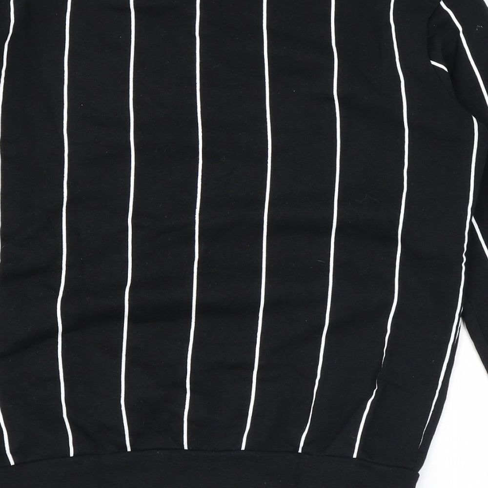 Zara Mens Black Striped Polyester Pullover Sweatshirt Size S