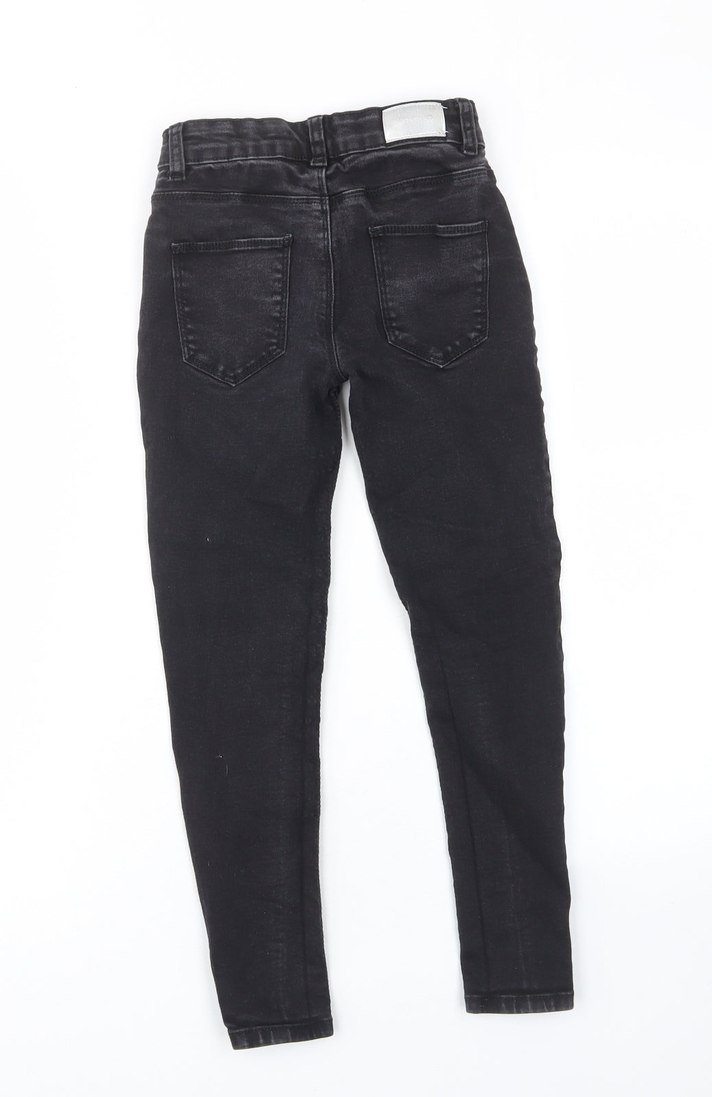 Denim & Co. Girls Black Cotton Skinny Jeans Size 8-9 Years L21 in Regular Zip - Pockets, Belt Loops